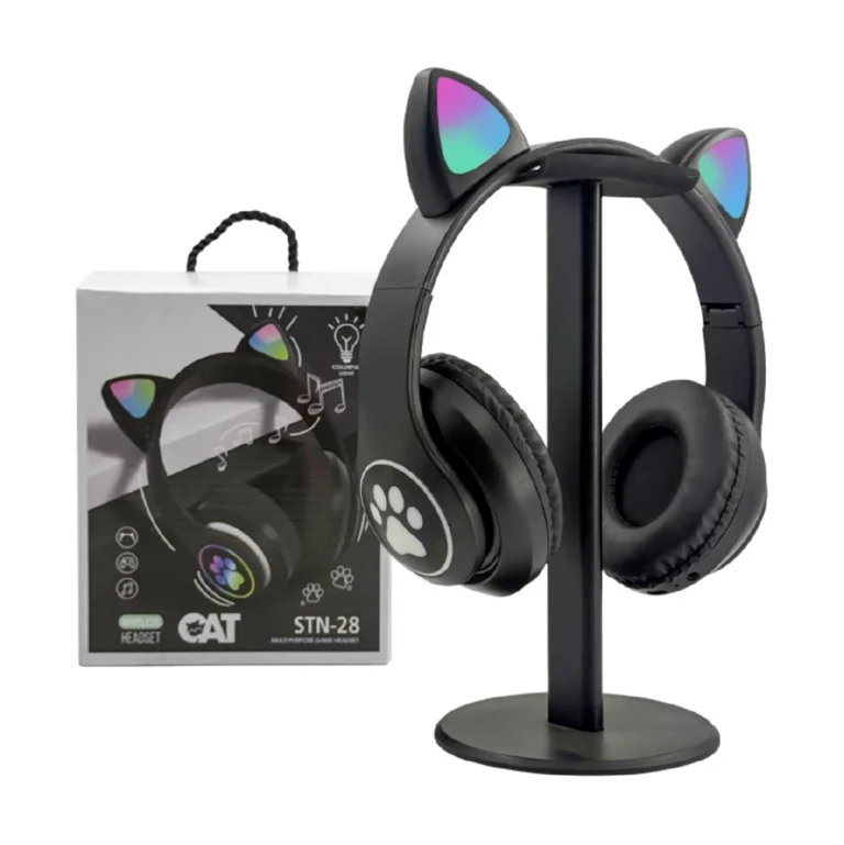 Auriculares Bluetooth con Orejas de Gato LED y Micrófono