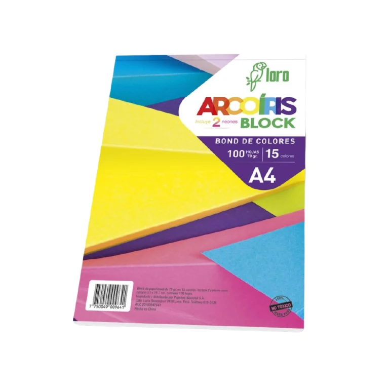 Block Loro Arco Iris A4 x100