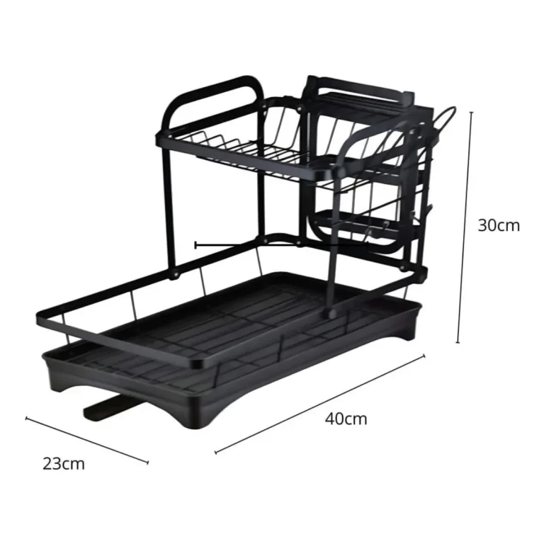 Escurridor de Platos de 2 Niveles de Acero Inoxidable con Drenaje