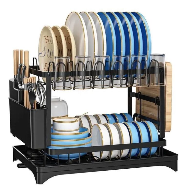 Escurridor de Platos con Drenaje de 2 Niveles de Acero Inoxidable para Cocina
