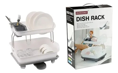 Escurridor de Vajilla de 2 Niveles de Plástico Resistente para Cocina