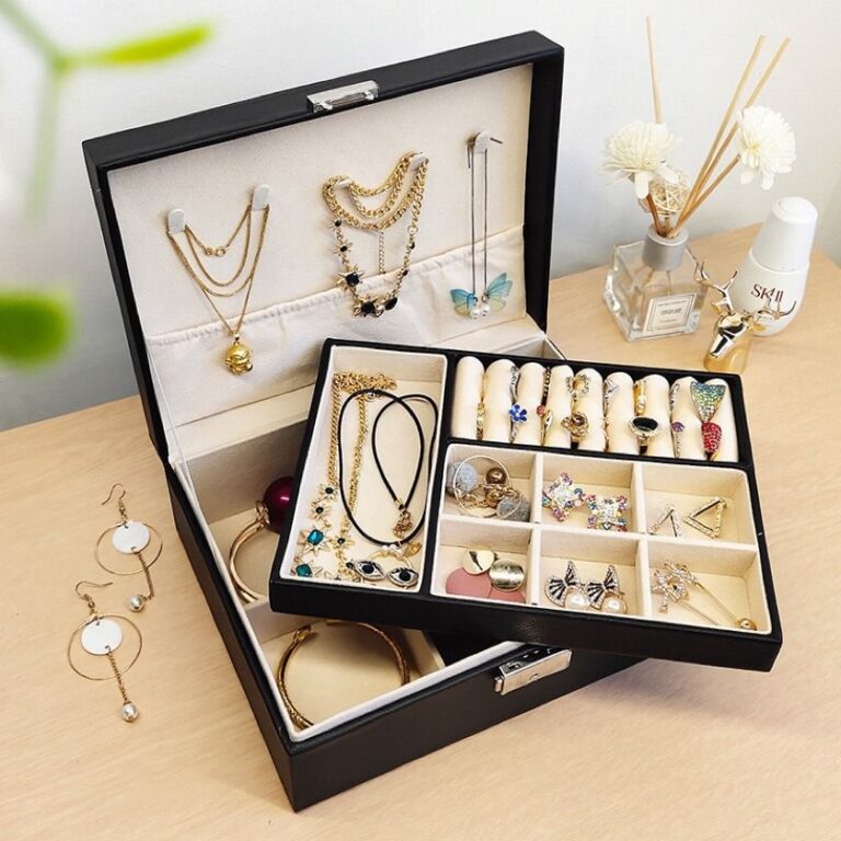Joyero Organizador Doble Nivel con Llave Premium