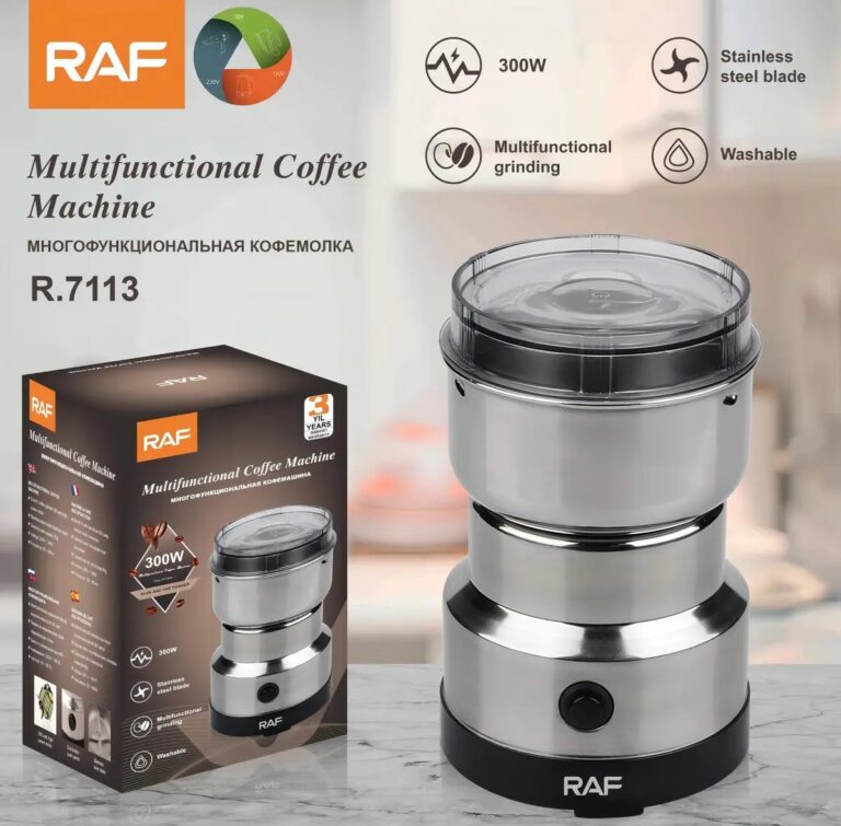 Molino Eléctrico RAF R-7113 300W de Acero Inoxidable para Café y Especias