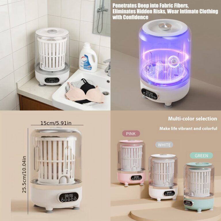Mini Lavadora Portátil 3L con Centrifugado y Luz UV Antibacterial Anti Ácaros