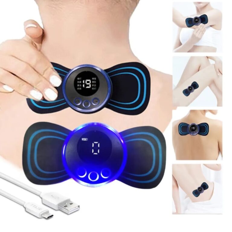 Mini Masajeador Mariposa EMS Recargable para Cuello y Cuerpo Portátil