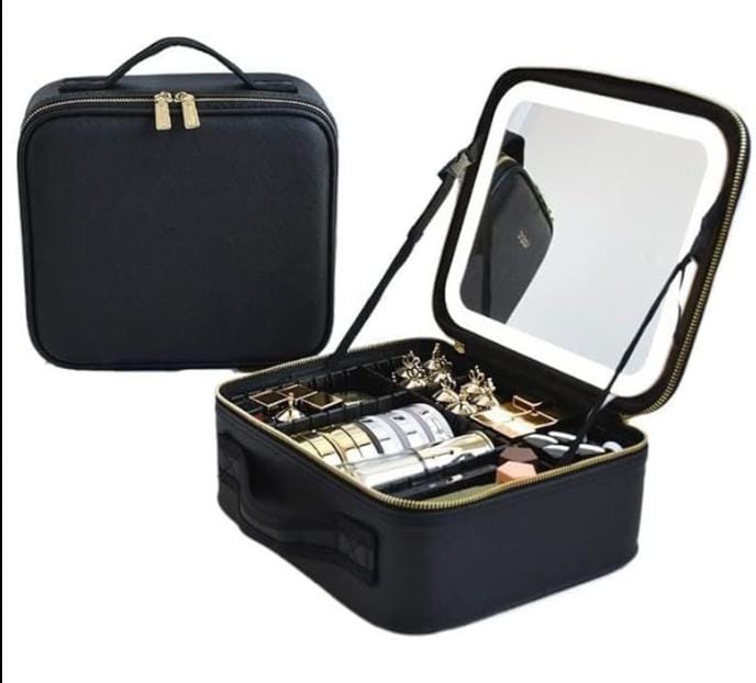 Neceser Organizador con Espejo LED Recargable para Maquillaje