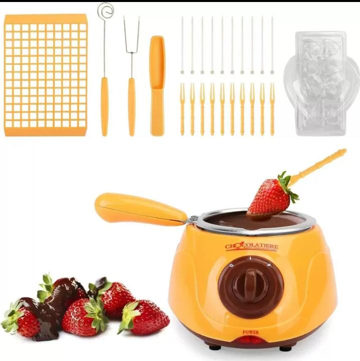 Olla Chocolatera Eléctrica con Accesorios y Moldes para Derretir Chocolate
