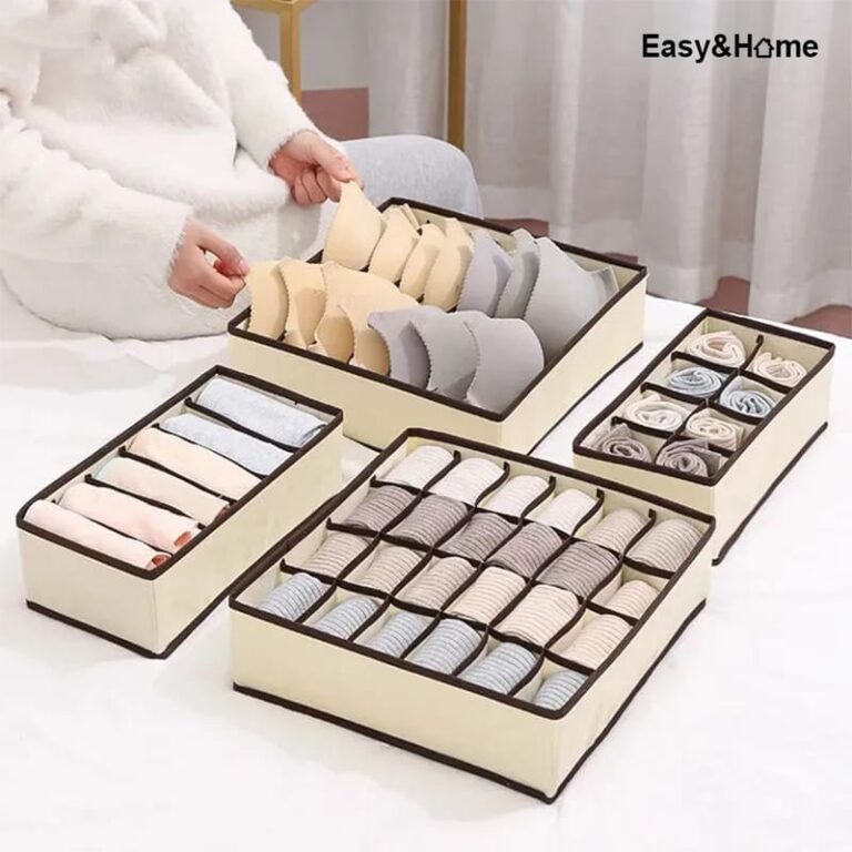 Set de 4 Organizadores de Ropa Interior Plegables con Compartimentos para Closet