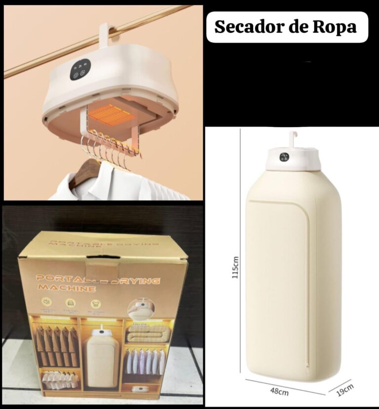 Secadora de Ropa Portátil Modelo Europeo 600W con Temporizador y Capacidad 10 kg