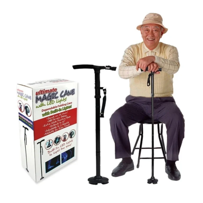 Bastón Plegable con Linterna LED y Base Antideslizante