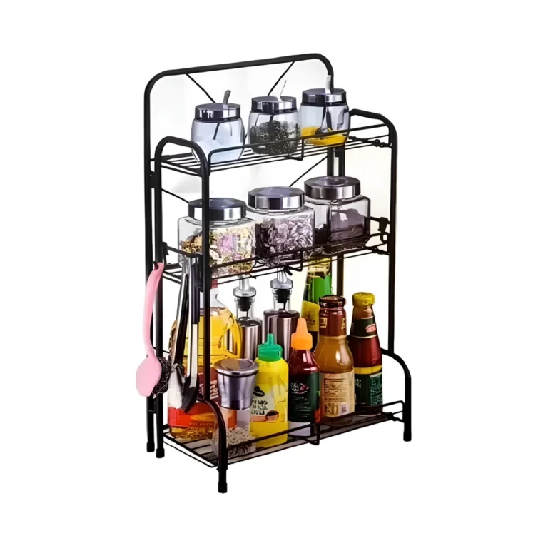 Organizador de Condimentos de 3 Pisos Plegable de Acero Inoxidable