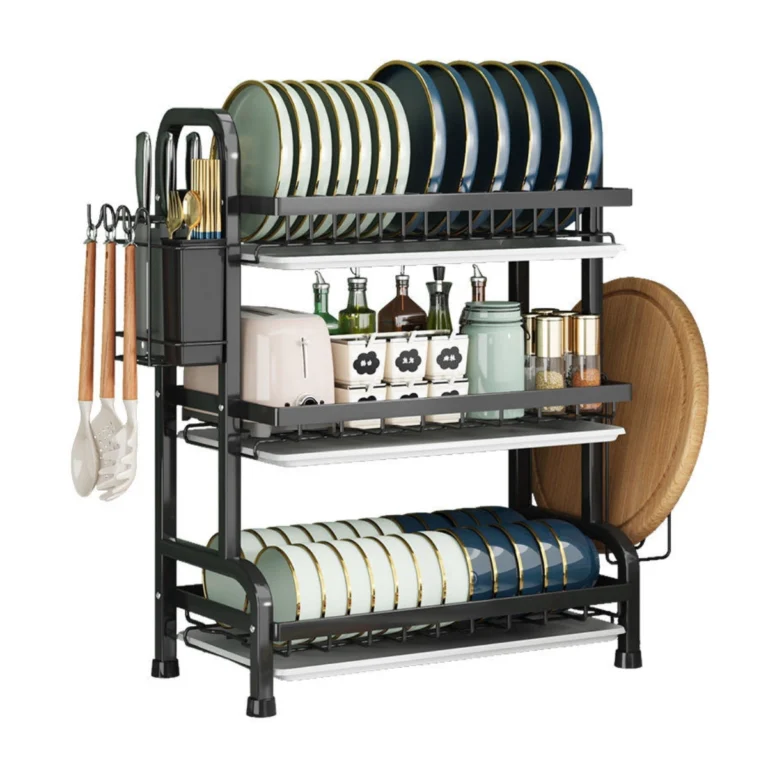 Escurridor de Platos de 3 Niveles de Acero Inoxidable