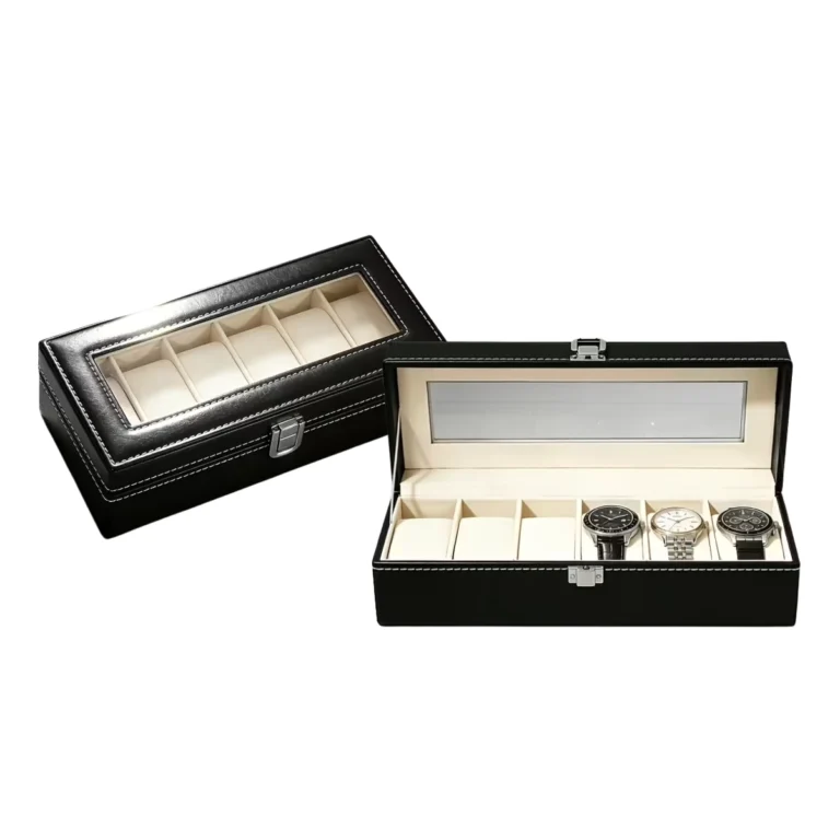 Organizador de Relojes 6 Espacios con Tapa de Vidrio
