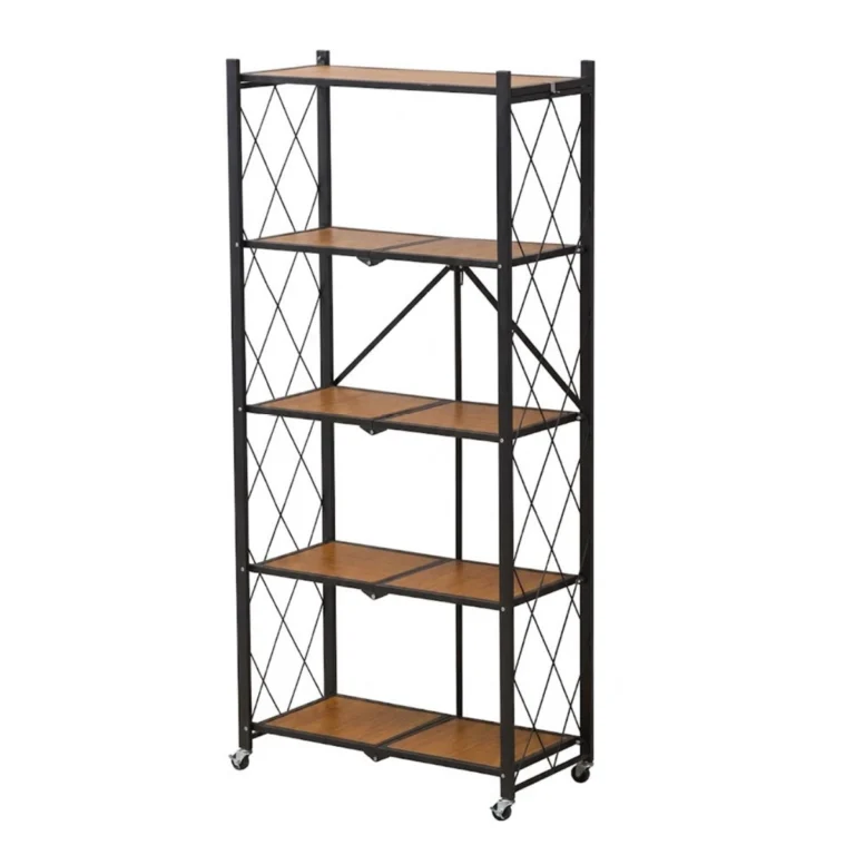 Estante Plegable de Madera y Acero de 5 Niveles