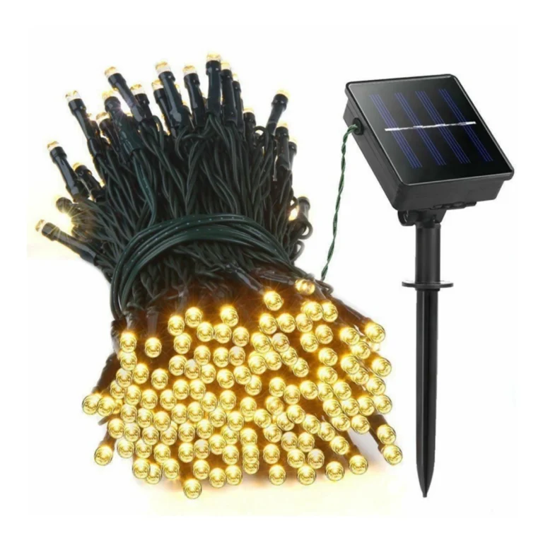 Luces Solares Decorativas Ámbar de 10 Metros con Panel Solar
